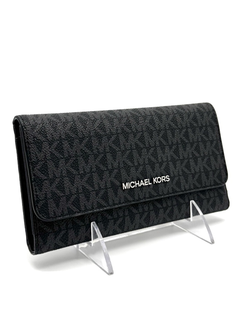 Michael Kors Large Trifold Wallet Black Signature